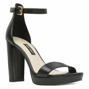 Nine West Dempsey Black Leather Platform Sandal